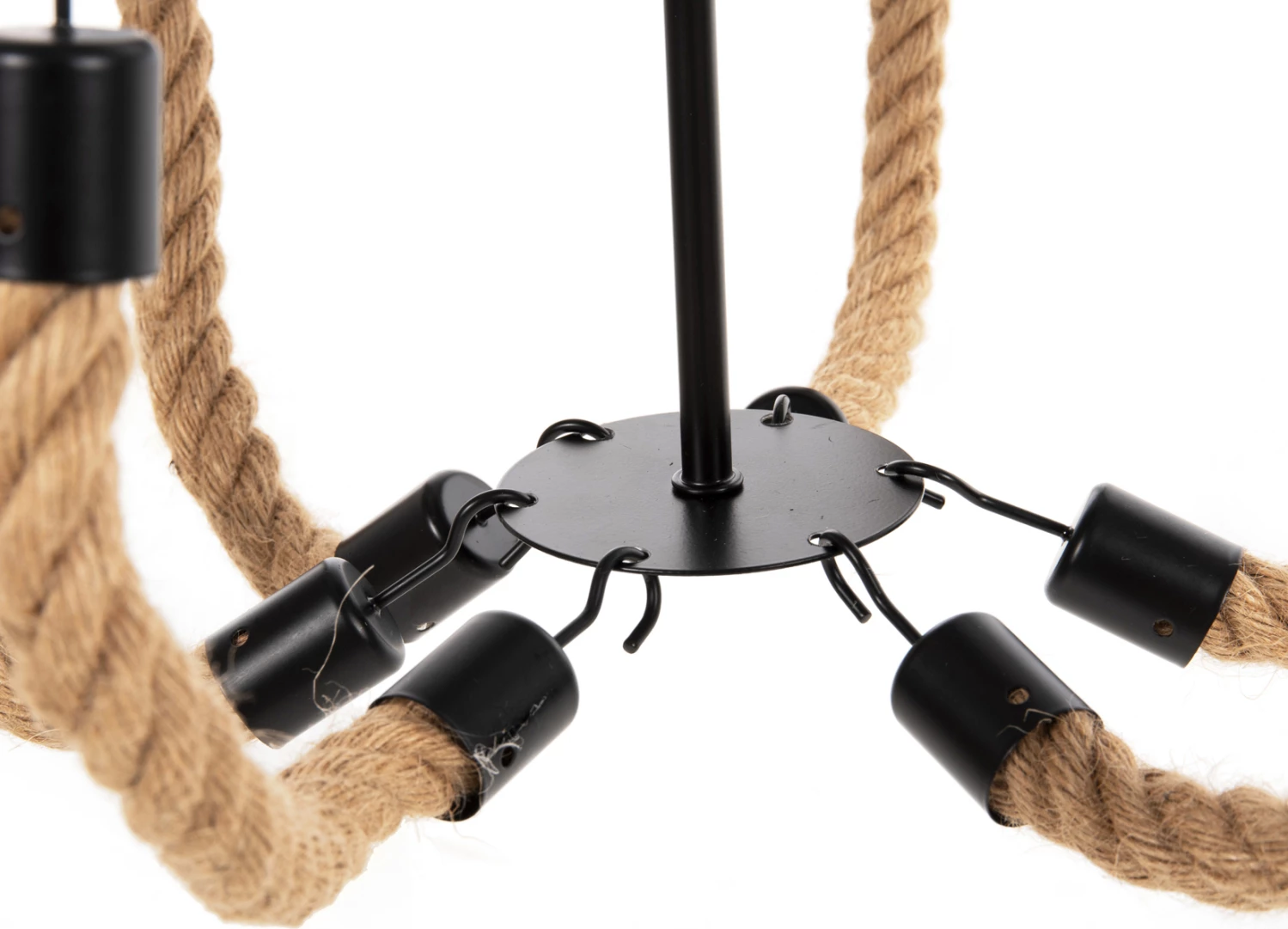 Stropna viseča svetilka FH4177 6-delna z vrvjo in črnim kovinskim 74x74x123Hcm