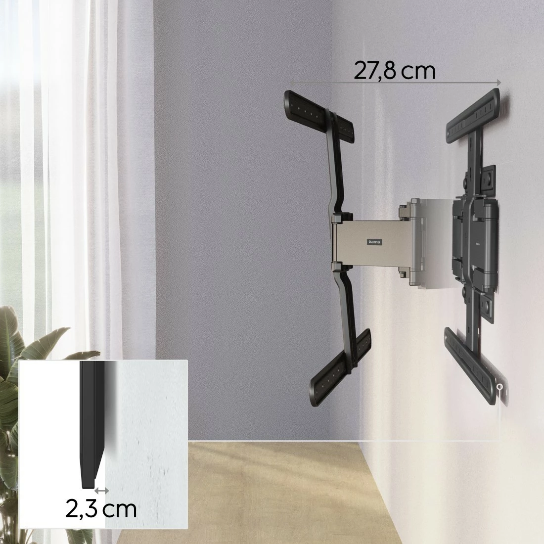 Stenski nosilec za TV Hama 220851, za LCD/LED 37-90" , do 50 kg, črn