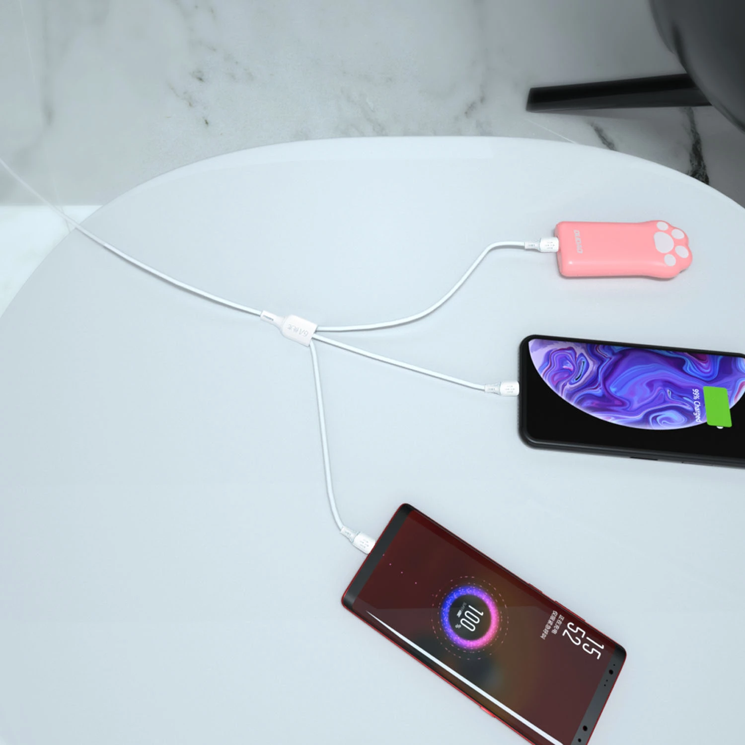 3-v-1 USB kabel Dudao L8AW, 1,2 m, 6A, bel