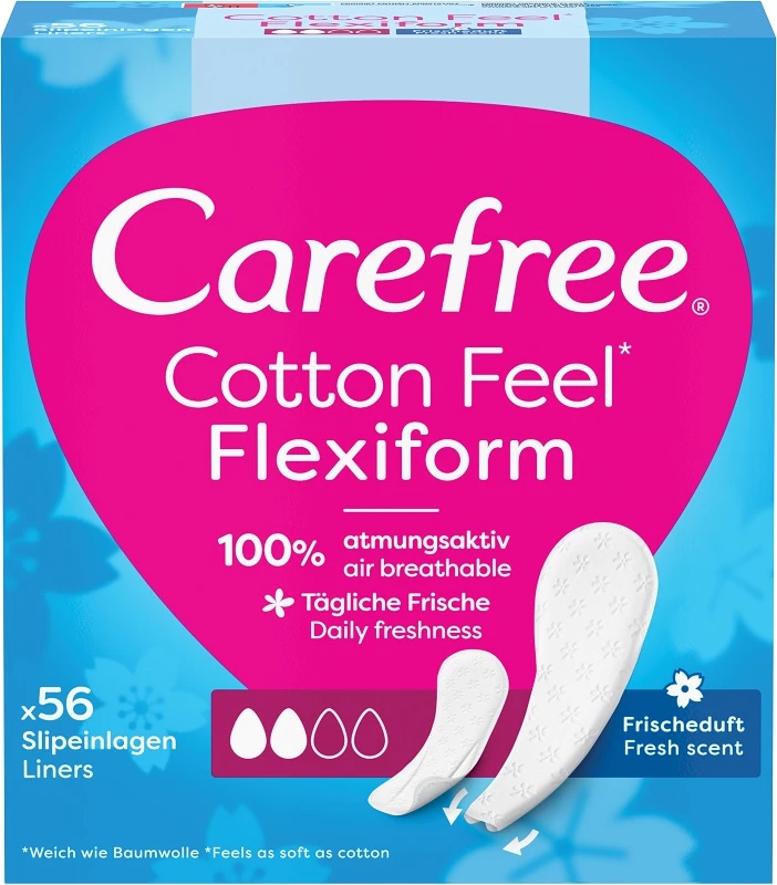 Higienični vložki Cotton Feel Flexiform, Carefree, 56 kos, z vonjem svežine