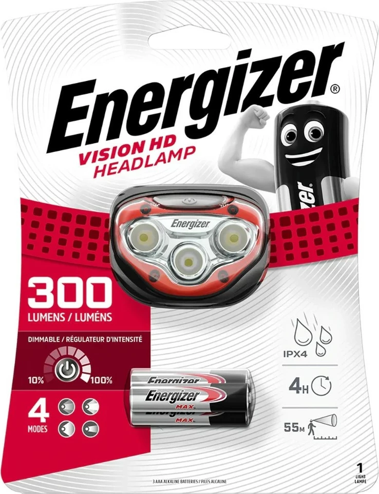 Svetilka za glavo Energizer Vision Ultra HD, 300 lumnov, 35 h, črno/rdeča