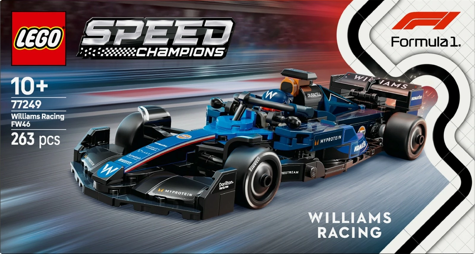 Model dirkalnega avtomobila Williams Racing FW46, Set LEGO Speed Champions, 263 delov, za otroke 10+, plastika