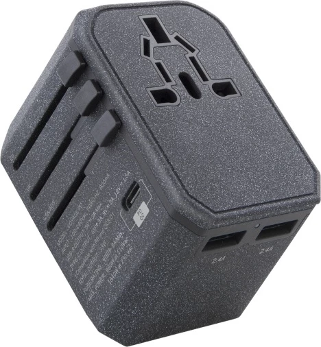 Univerzalni potovalni adapter UNIQ Voyage LITHOS Collective 33W, 2xUSB PD 18W QC 3.0, siv