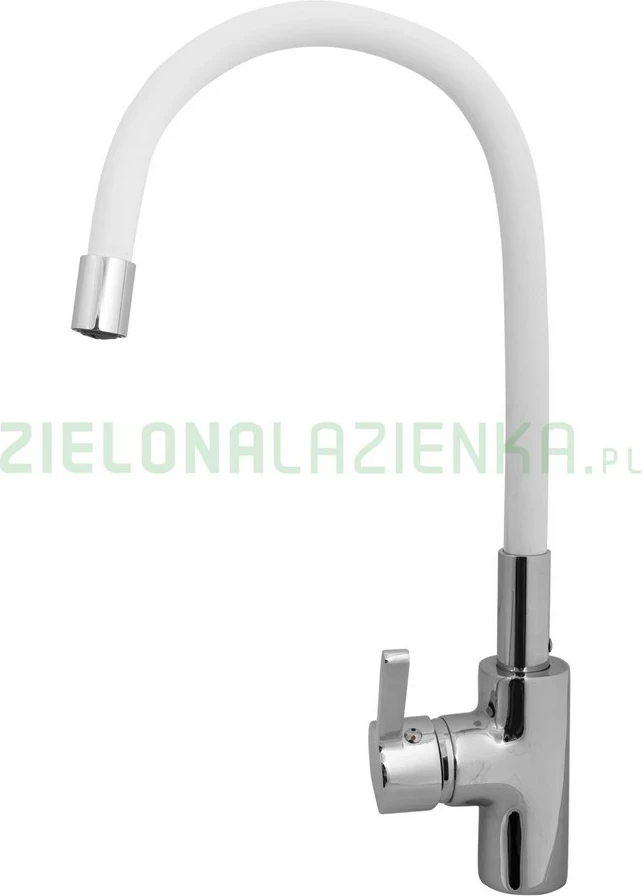 Kuhinjska pipa z izvlečnim izlivom PYRAMIS 090919538, enoročna, krom/bela