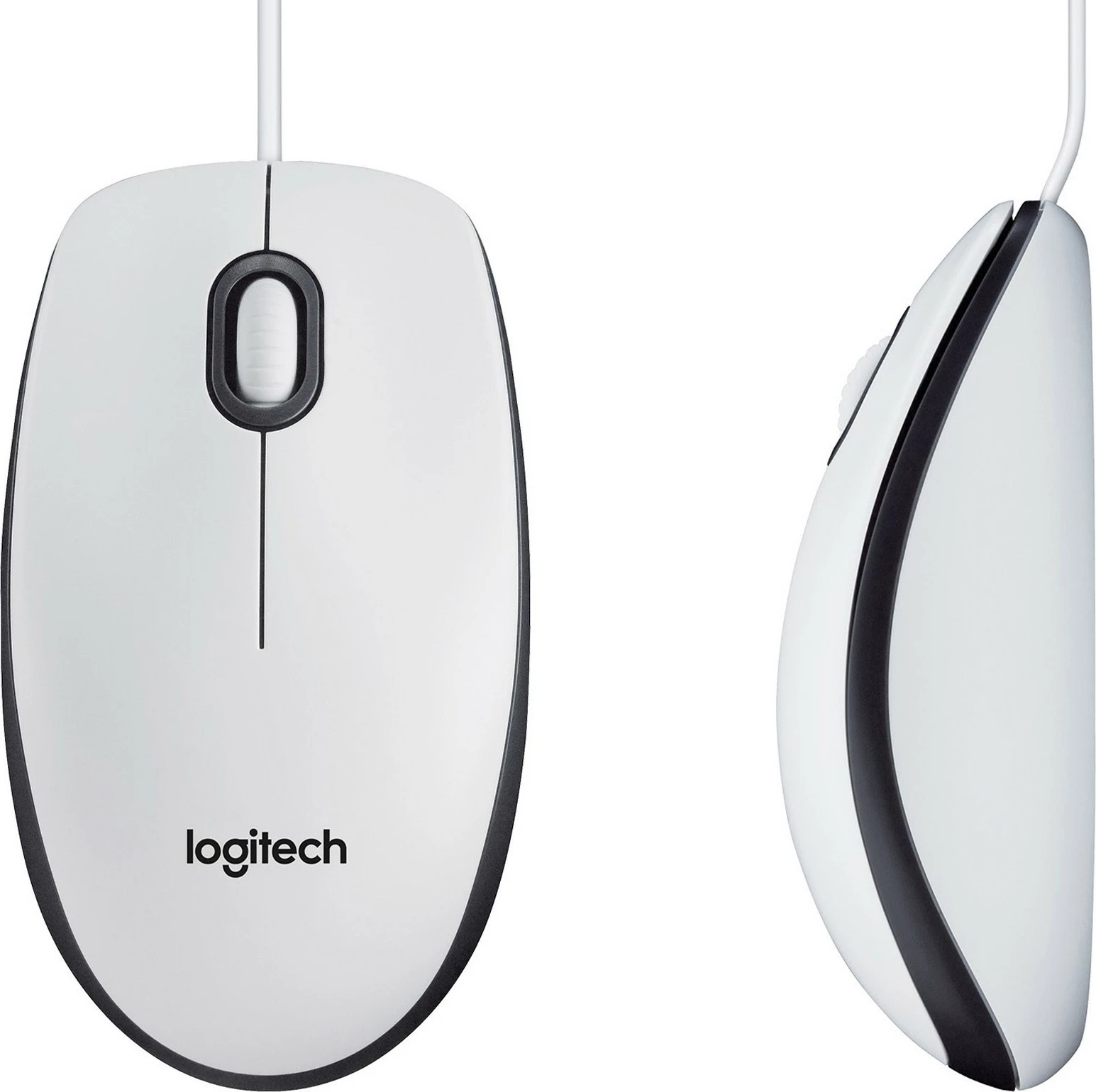 Optični miš, Logitech M100, ambidextrous, USB Type-A, 1000 DPI, bel