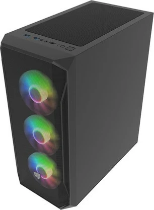 Računalniško ohišje Natec Fury Shobo SH4F RGB, Midi Tower, kaljeno steklo, 4 RGB ventilatorji, črno
