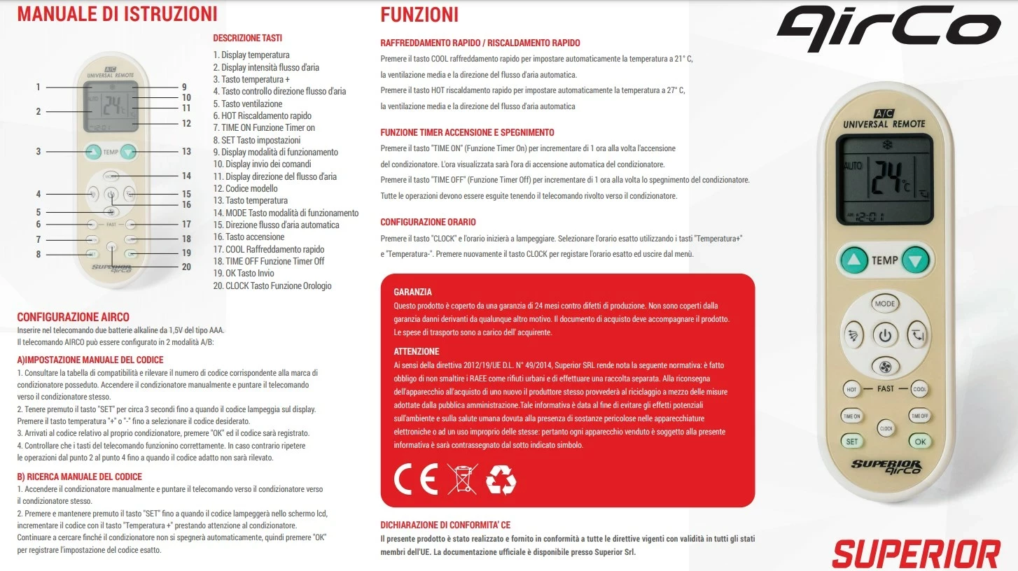 Univerzalni daljinski upravljalnik za klimatske naprave Superior Electronics AirCo Simply