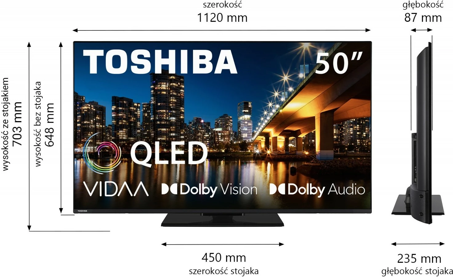 QLED televizor Toshiba 50QV3463DG, 50-palčni, Ultra HD/4K, pameten, črn