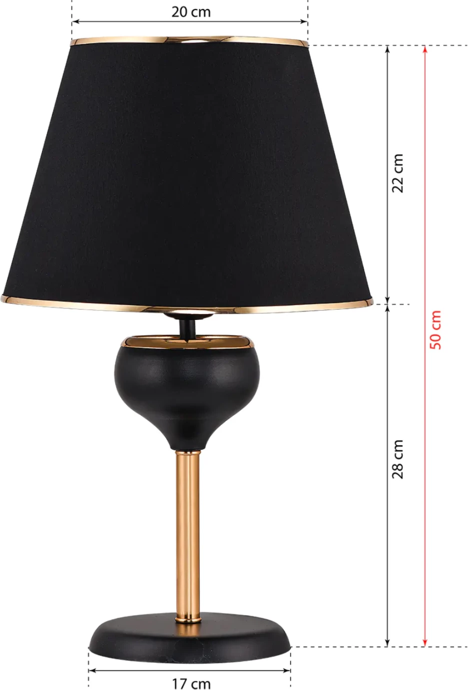 Namizna svetilka FH1, črno-zlata, Φ20x50