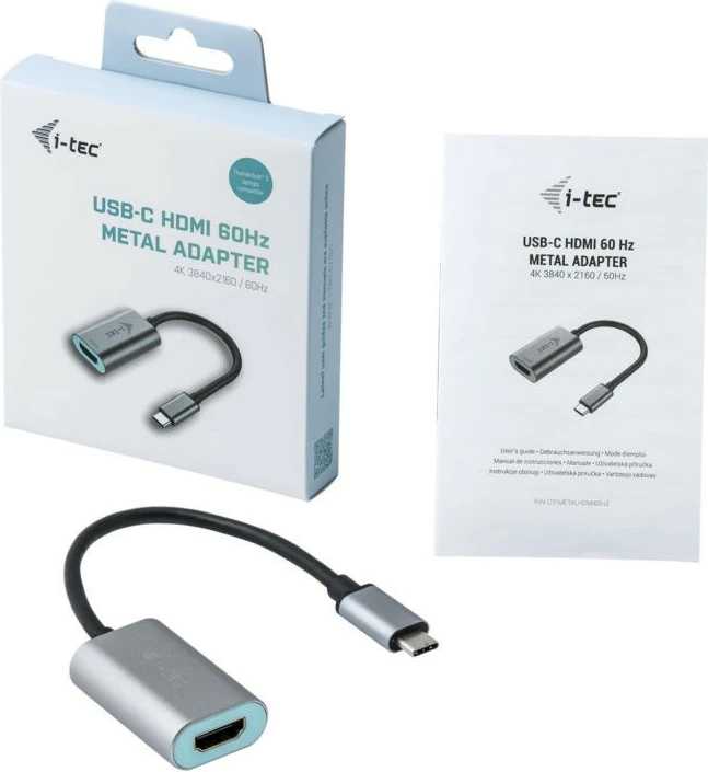 USB-C na HDMI adapter i-tec C31METALHDMI60HZ, 4K Ultra HD 60Hz, siv