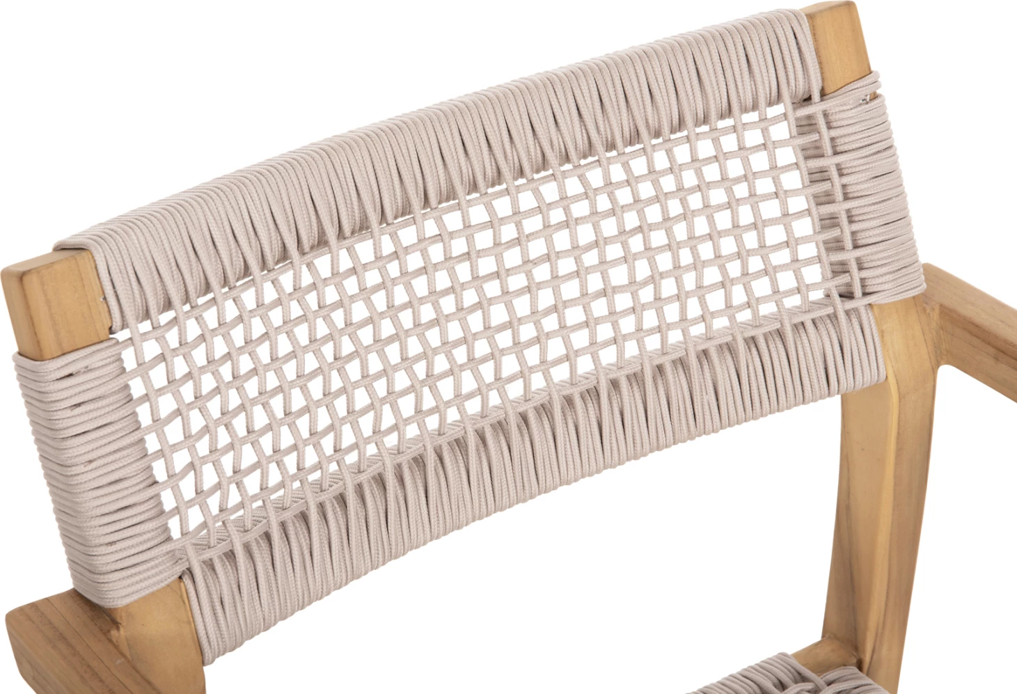 Stol Charlotte iz tikovine v naravni barvi in bež vrvi 58x61x81H cm