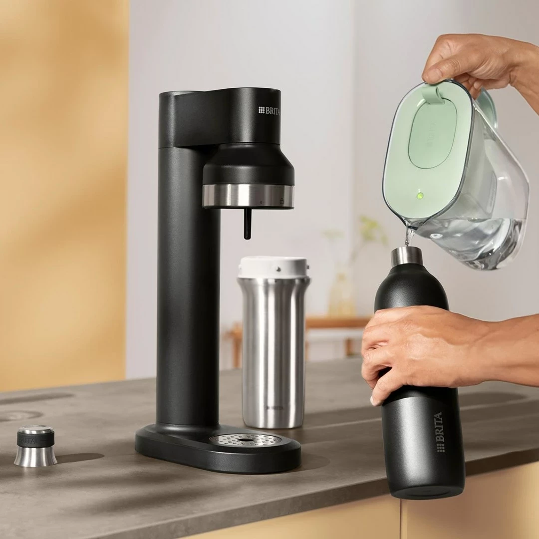 Steklenica za vodo BRITA sodaTRIO 0,65 L, nerjaveče jeklo, črna