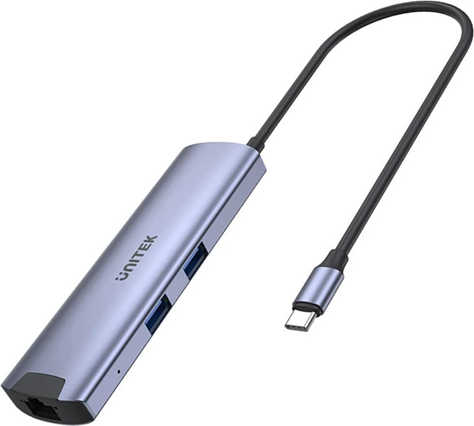 Aktivni USB-C hub UNITEK H1112F, HDMI, RJ-45, PD 100 W