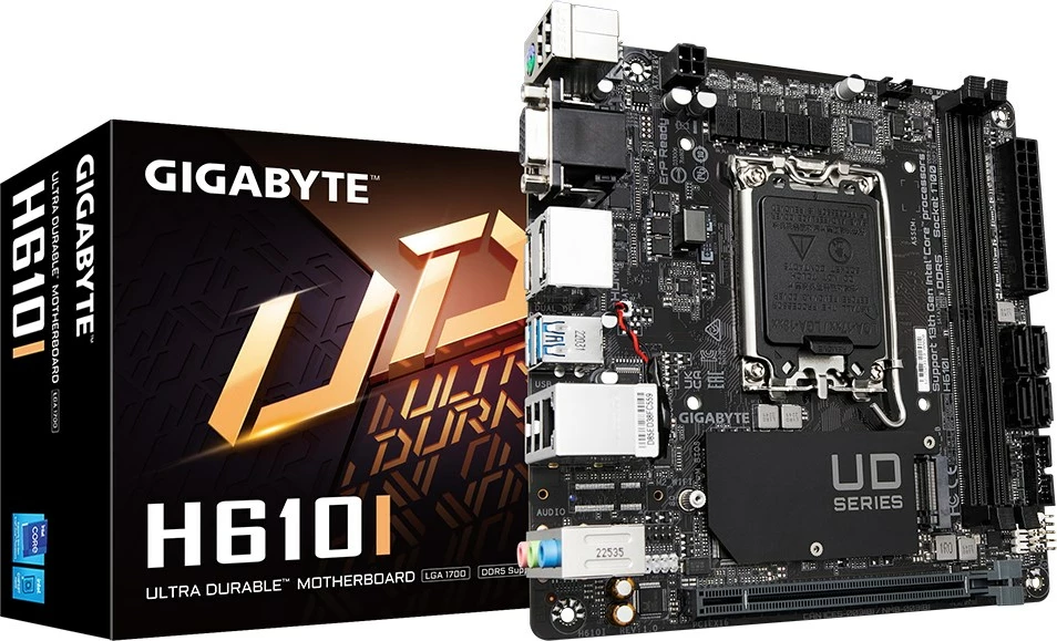 Matična plošča Gigabyte H610I, Socket 1700, DDR5, ATX, črna
