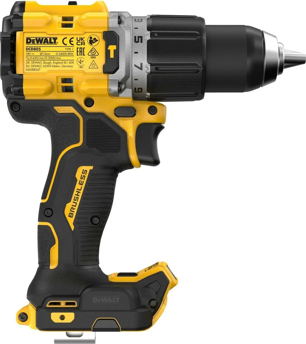 Baterijski brezkrtačni vijačnik 18 V, 1,3 cm, rumeno/črn DeWALT