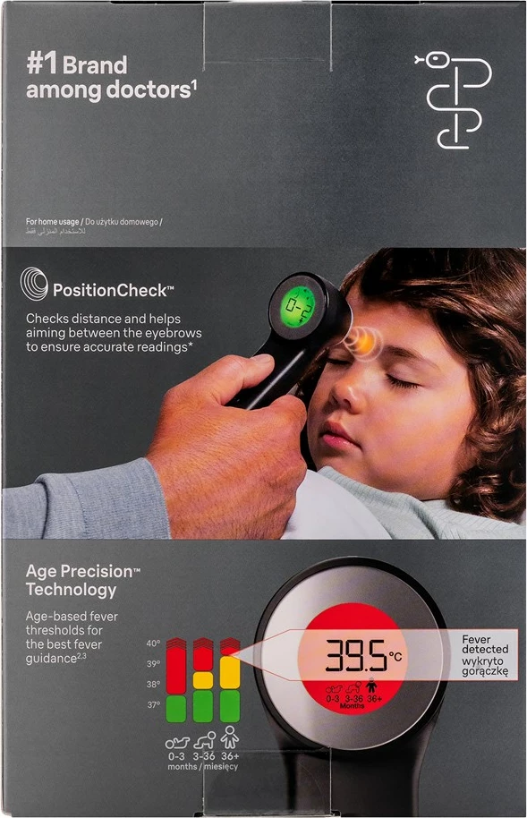 Brezstični termometer za čelo Braun BNT400B, LCD, črn