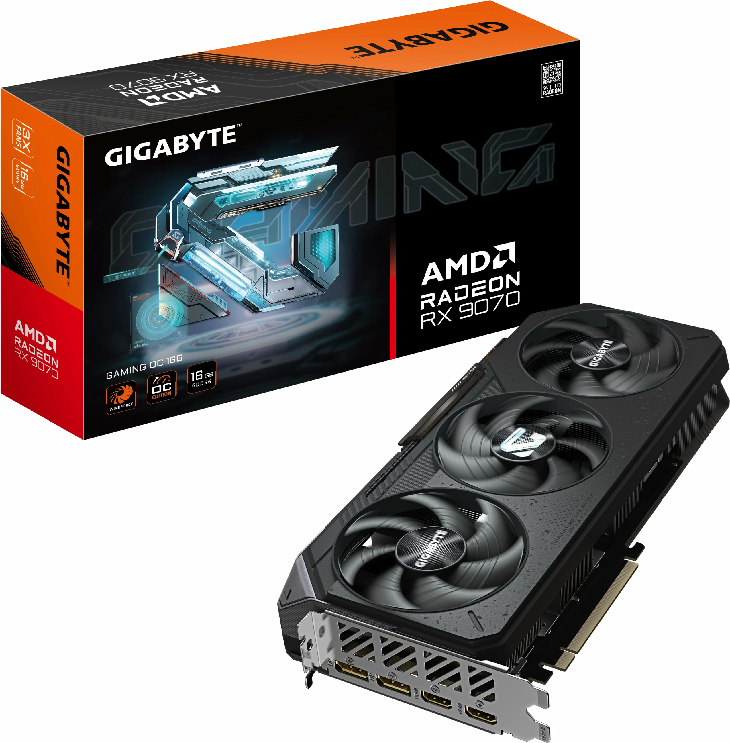 Grafična kartica Radeon RX 9070 GAMING OC 16G Gigabyte, 16GB GDDR6, PCI-E 5.0, črna