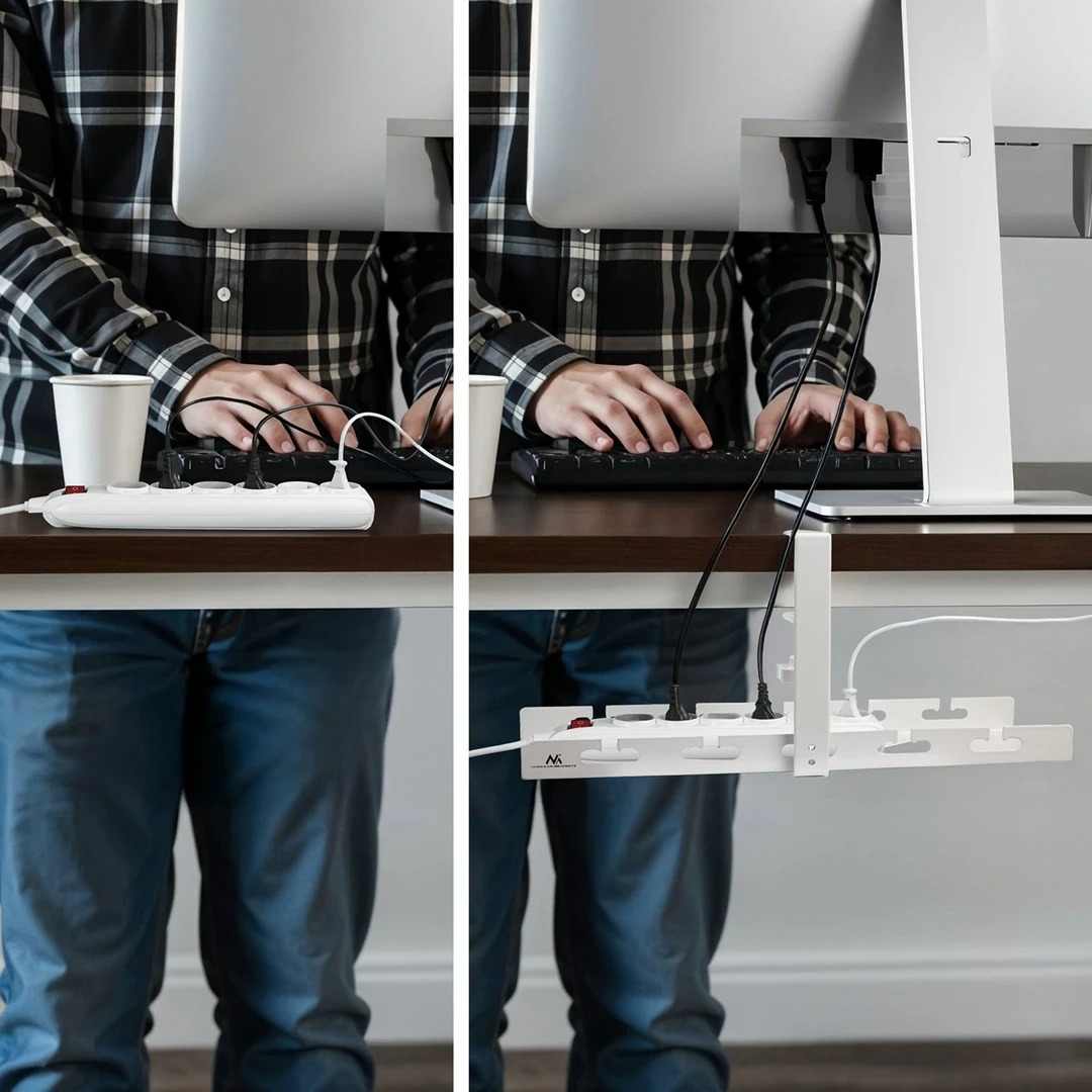 Organizator kablov pod mizo Maclean MC-105 W, jeklo, bel