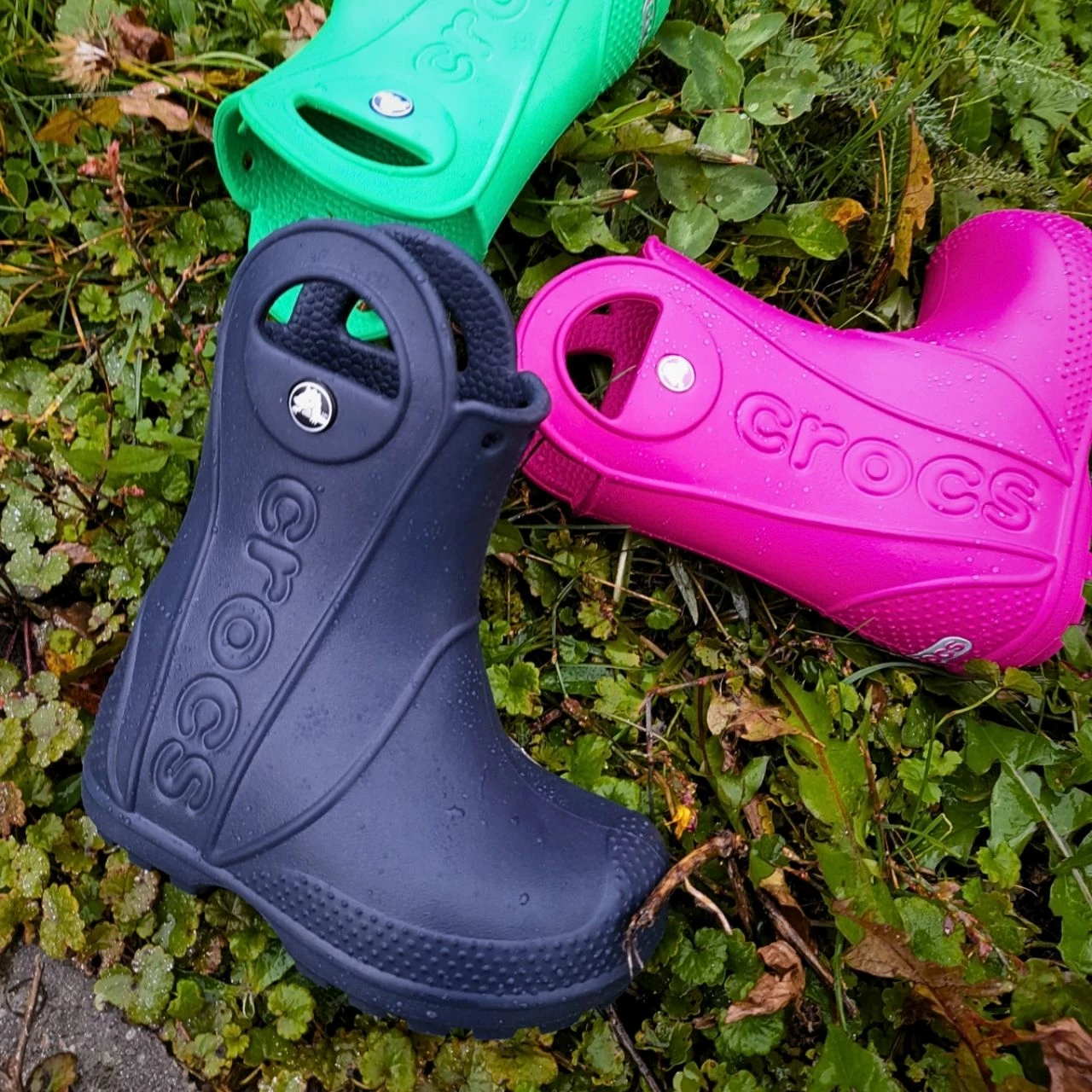 Dežni škornji za otroke Crocs, zeleni