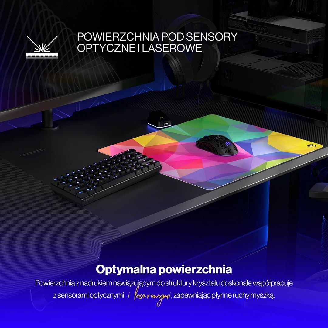 Mauspad Crystal Spectrum L Endorfy, za igralce, mešana barva