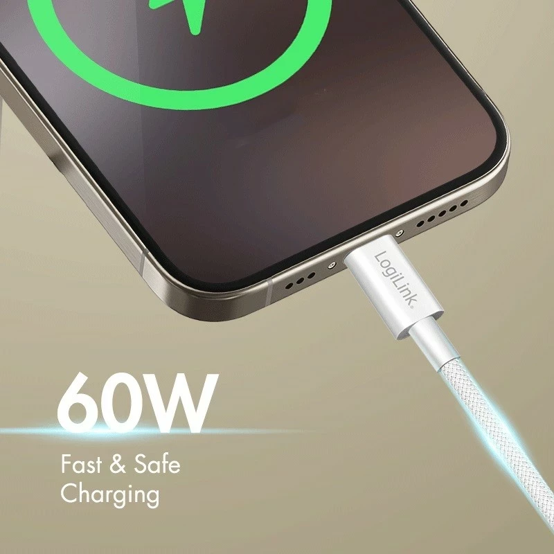 Kabel USB-A na USB-C LogiLink 0,5 m, najlon, bel