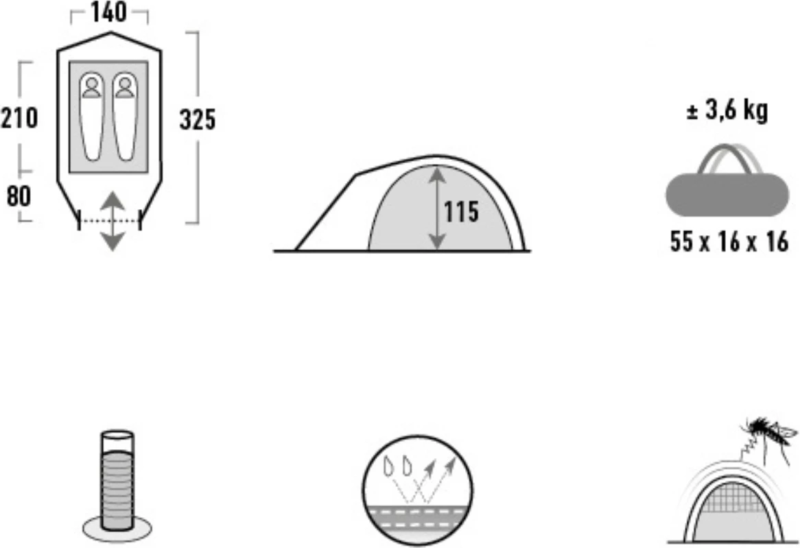 Šotor za dva osebi High Peak, zelen