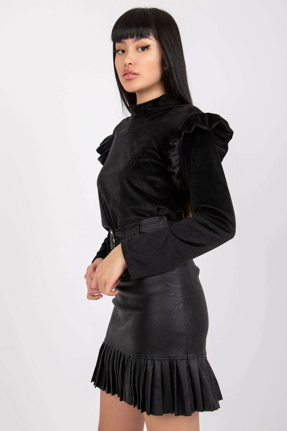 Bluza iz velurja Italy Moda 161911, črna