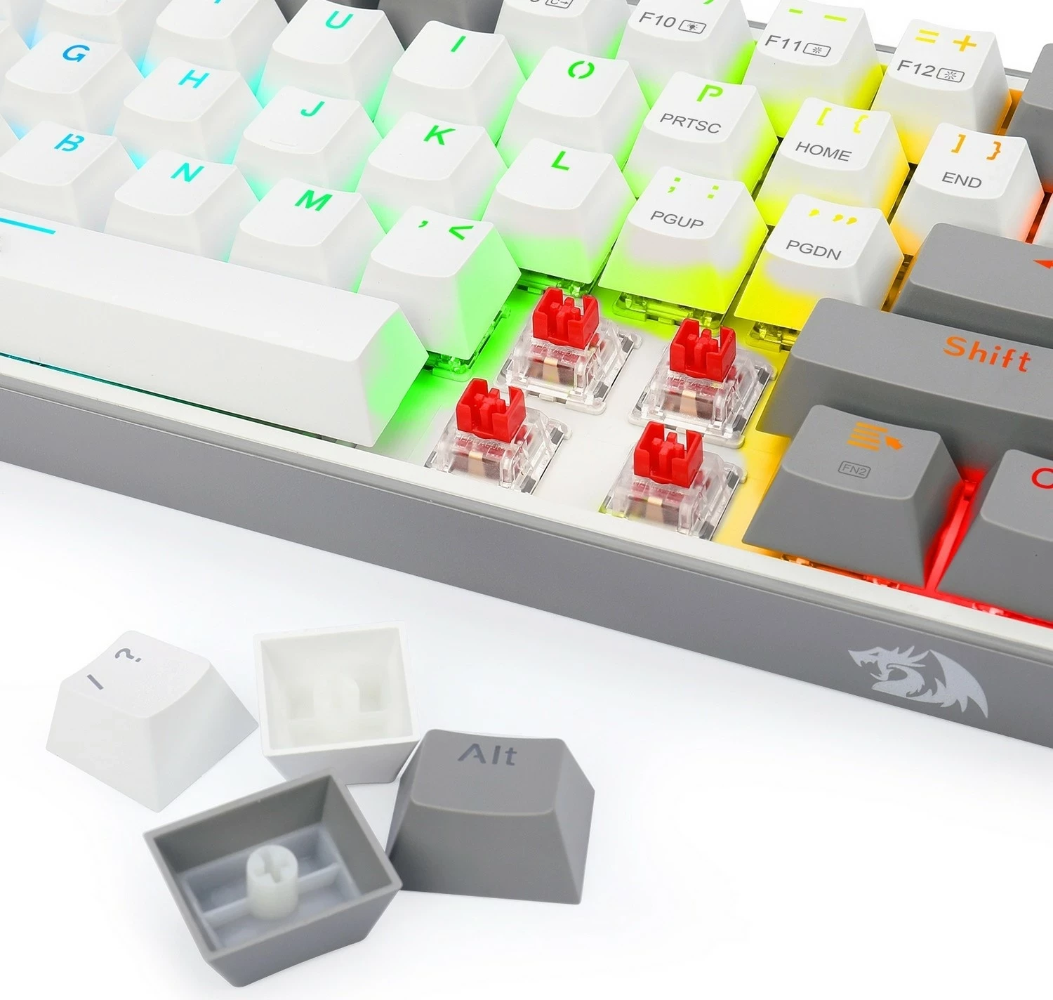Mehanska tipkovnica Redragon K616 Fizz PRO, RGB, brezžična/žična, bela-siva
