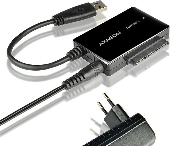 Adapter USB 3.0 na SATA za HDD/SSD 2,5", 3,5", 5,25", črn - AXAGON ADSA-FP3 FASTport3, z napajalnikom