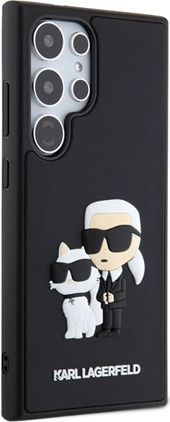 3D gumijast ovitek s Karl & Choupette za Samsung Galaxy S24 Ultra, Karl Lagerfeld, črn