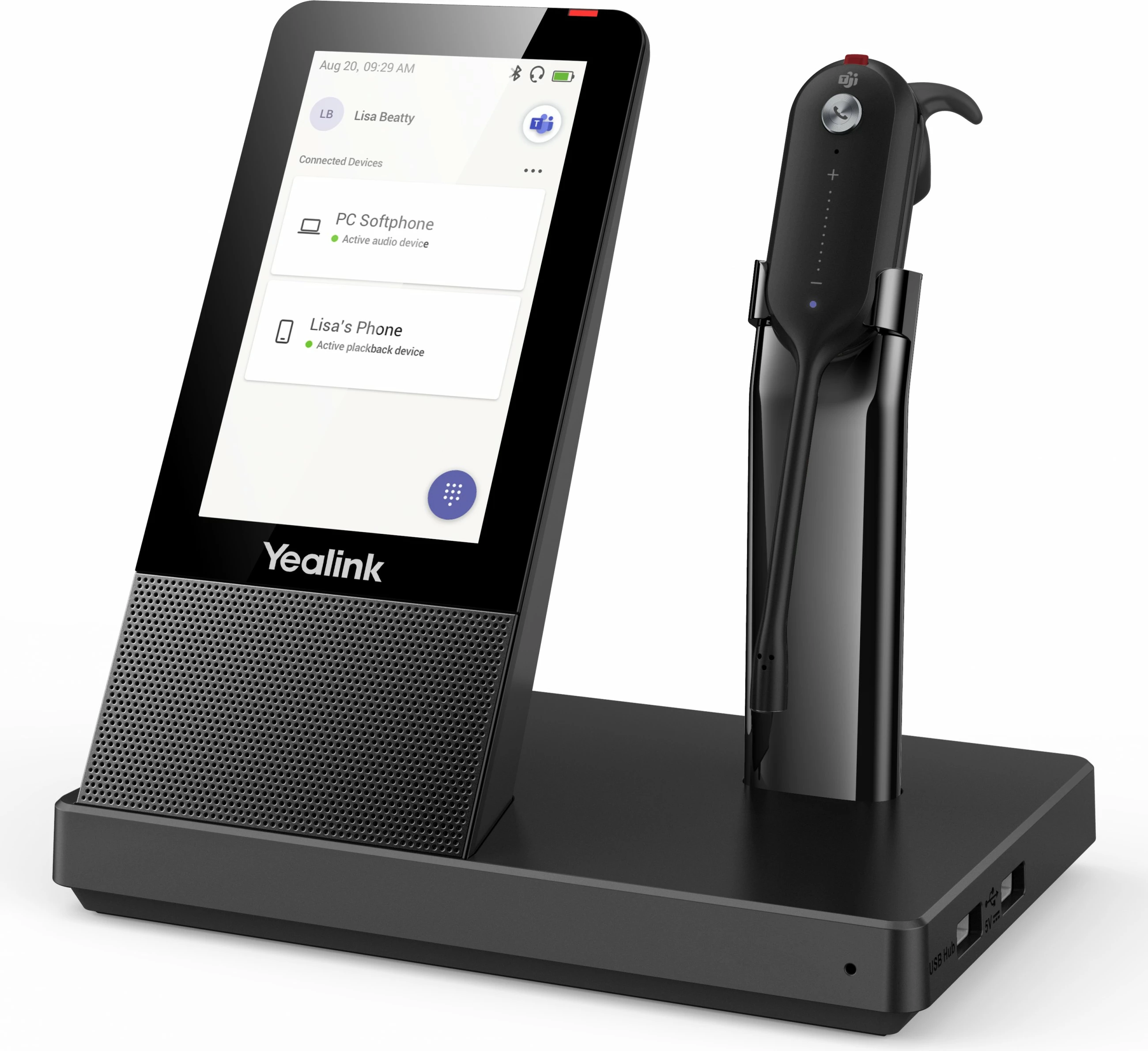 Brezžične slušalke za pisarno/call center Yealink WH67, črne