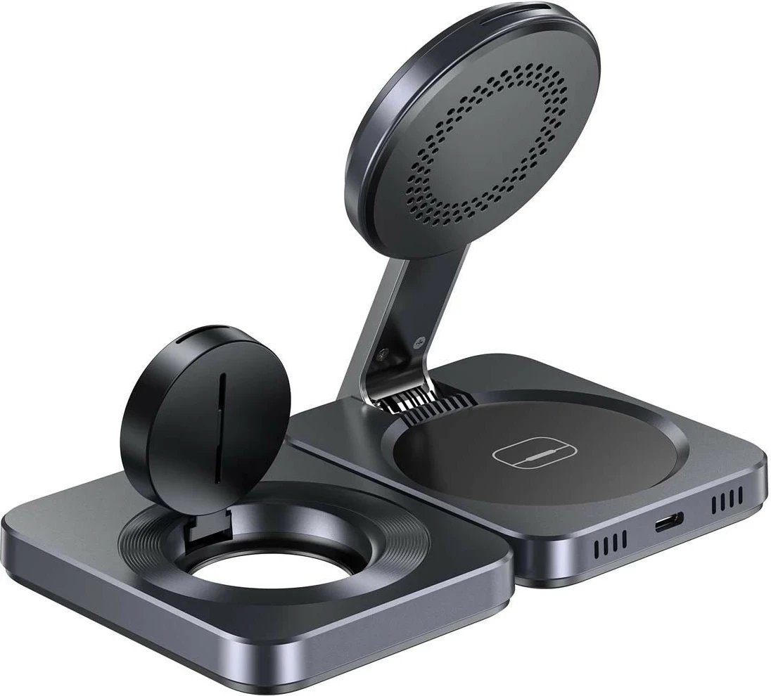 Polnilna postaja za brezžično polnjenje Qi2, 15 W, sivo — Unitek 3v1