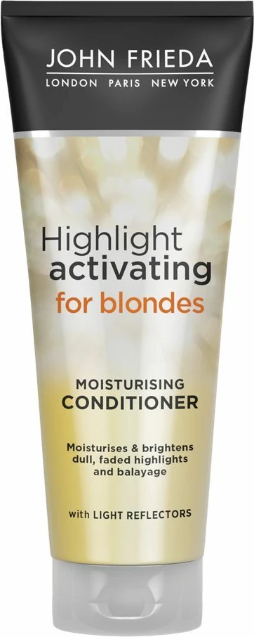 Vlažilni kondicioner za poudarke za svetlo blond lase John Frieda Sheer Blonde Highlight Activating Moisturizing, 250 ml