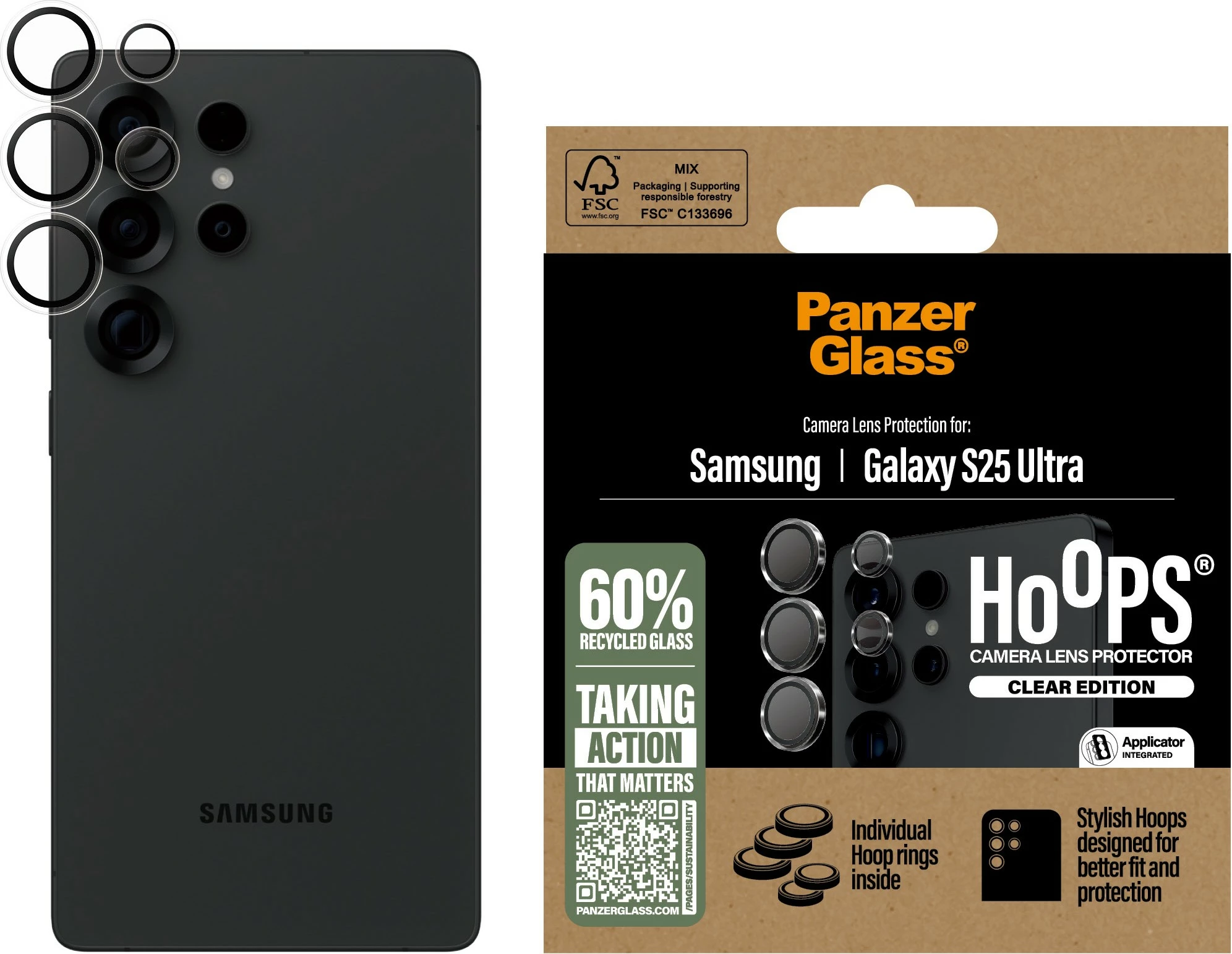 Prozoren zaščitni pokrov leče PanzerGlass Hoops za Samsung Galaxy S25 Ultra