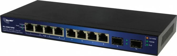 Managed stikalnik ALLNET ALL-SG8210PM, Gigabit Ethernet, PoE, za montažo na steno