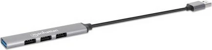 USB razdelilnik 4‑portni MANHATTAN, USB‑A, 480 Mbit/s, 1 Gbit/s, siv