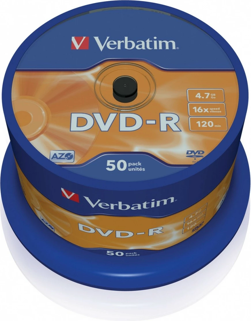 DVD-R, 4,7 GB, 16x, 50 kos, spindel škatla Verbatim 43548