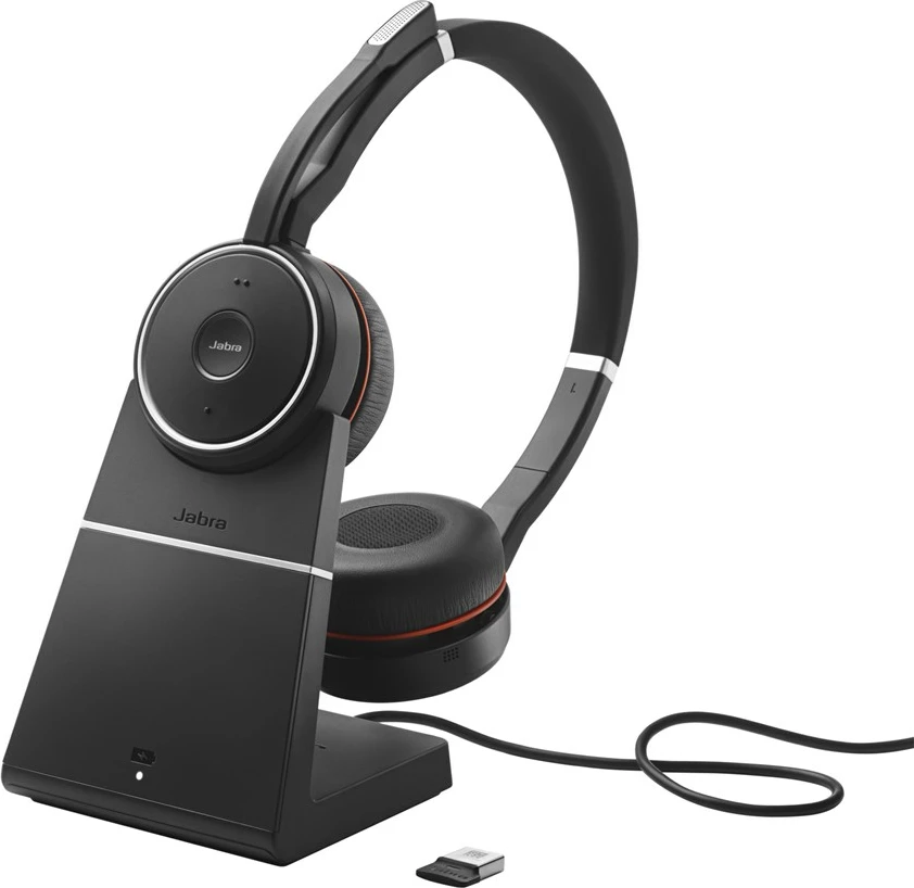 Brezžične slušalke Jabra Evolve 75 SE UC z stojalom za polnjenje, USB, stereo, črne
