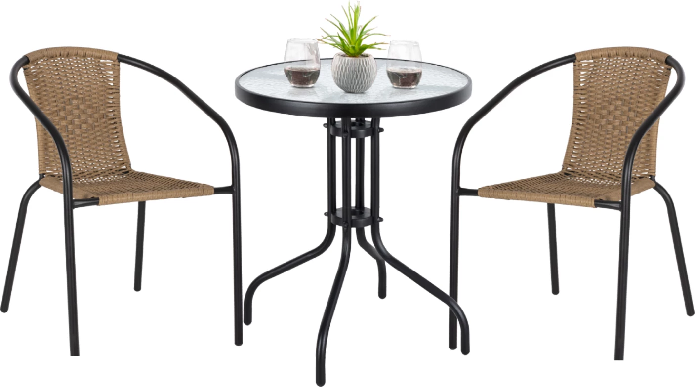 Zunanji jedilni komplet CAMEL FH11866.03 3 kosi črna kovina-ratan naravni