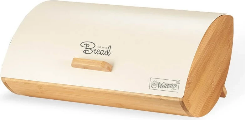 Kovinska škatla za kruh Maestro MR-1775-IVORY, bambus, slonokoščena