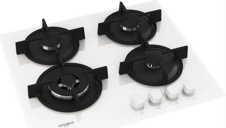 Plinska kuhalna plošča Whirlpool AKT625WH, 4 kuhališča, steklo, bela