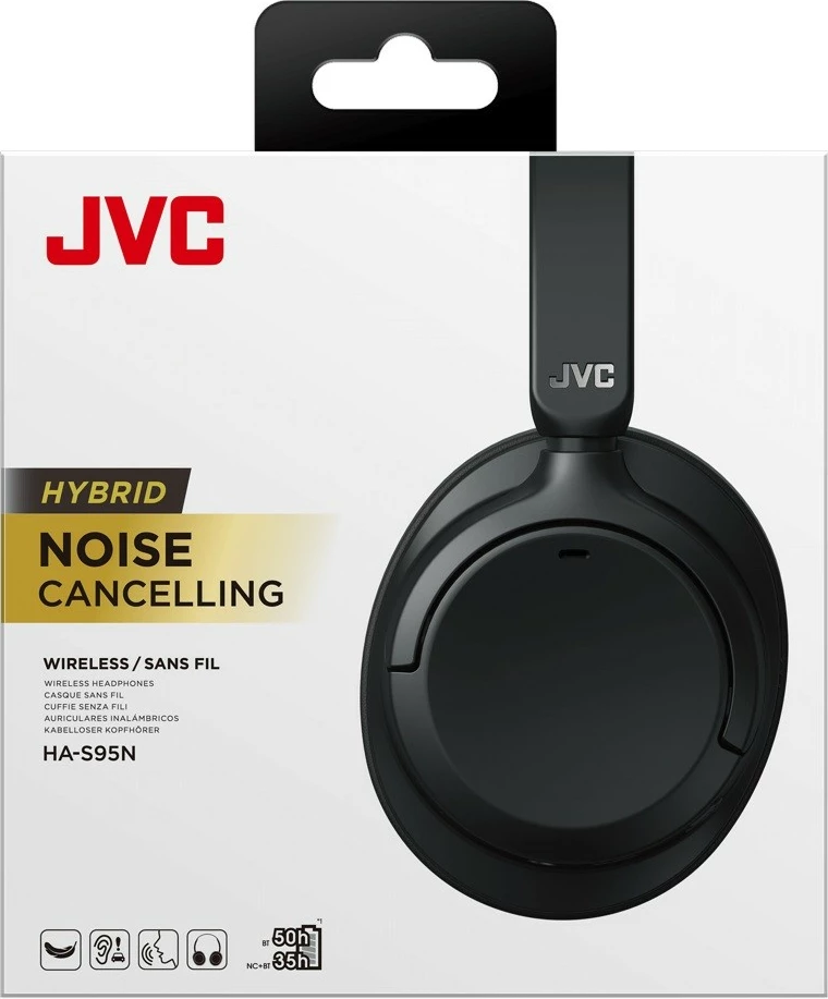 Brezžične slušalke JVC HA-S95N-B-U, Bluetooth 5.3, aktivno odpravljanje hrupa (ANC), 50 ur, z mikrofonom, črne