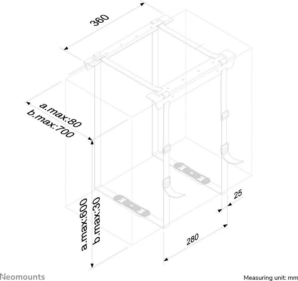 Nosilec za ohišje Newstar Neomounts CPU-D025BLACK, za namestitev pod mizo, jeklo, črn, 20 kg Nosilec za ohišje Newstar Neomounts CPU-D025BLACK, za namestitev pod mizo, jeklo, črn, 20 kg