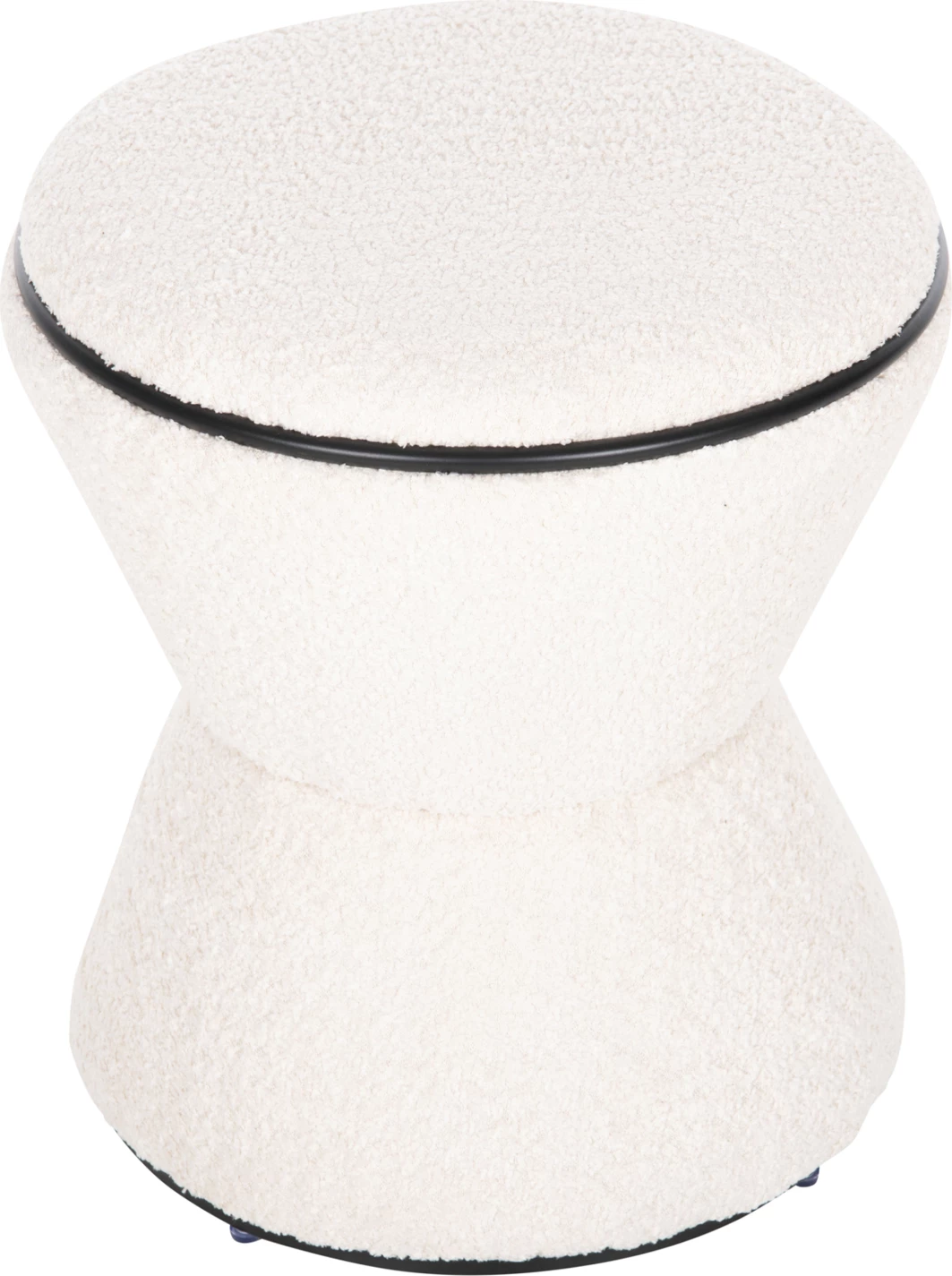 Okrogli stol LINNER FH9604.06 iz boucle tkanine ecru-črna podrobnost D38x44 cm