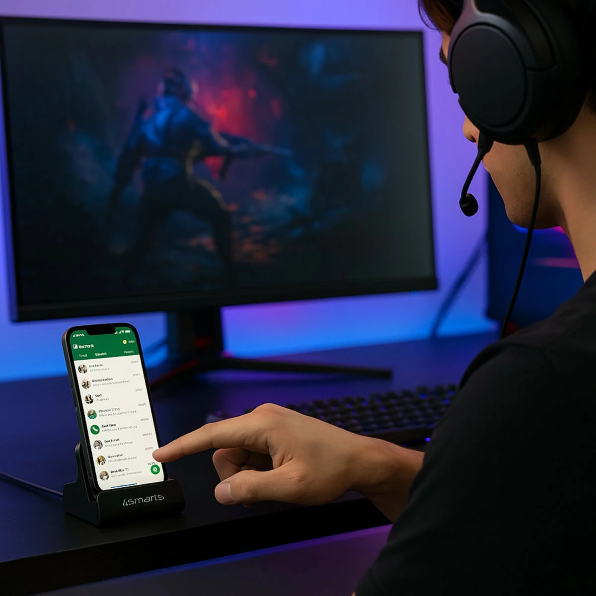 Polnilna postaja za telefone in tablice 4smarts VoltDock USB-C 60W, siva