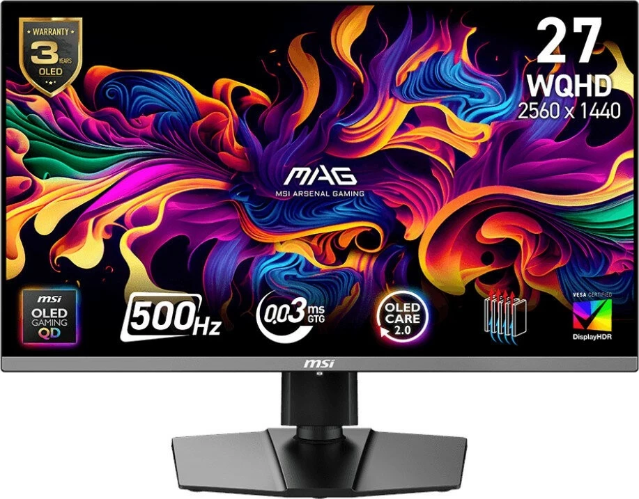 Monitor 26,5" QHD QD-OLED, 500 Hz MSI MAG 272QP QD-OLED X50, črn