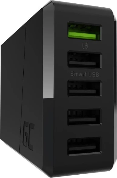 Polnilec za telefon Green Cell, 5 USB vrat Quick Charge 3.0, črn