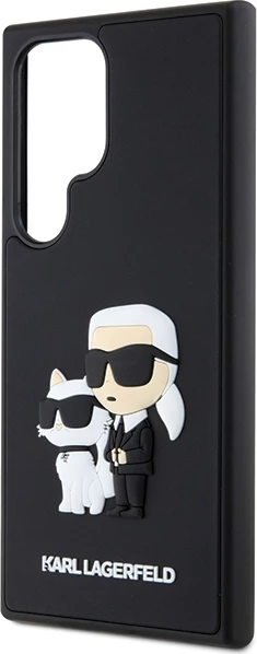 3D gumijast ovitek s Karl & Choupette za Samsung Galaxy S24 Ultra, Karl Lagerfeld, črn