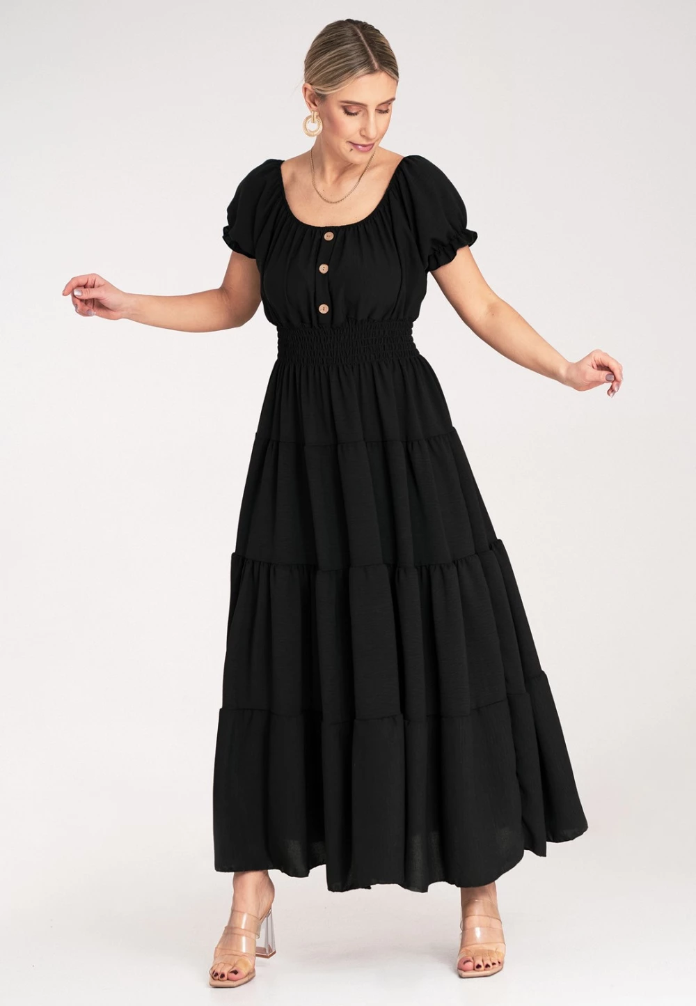 Poletna maxi obleka Figl 214817, ženska, črna