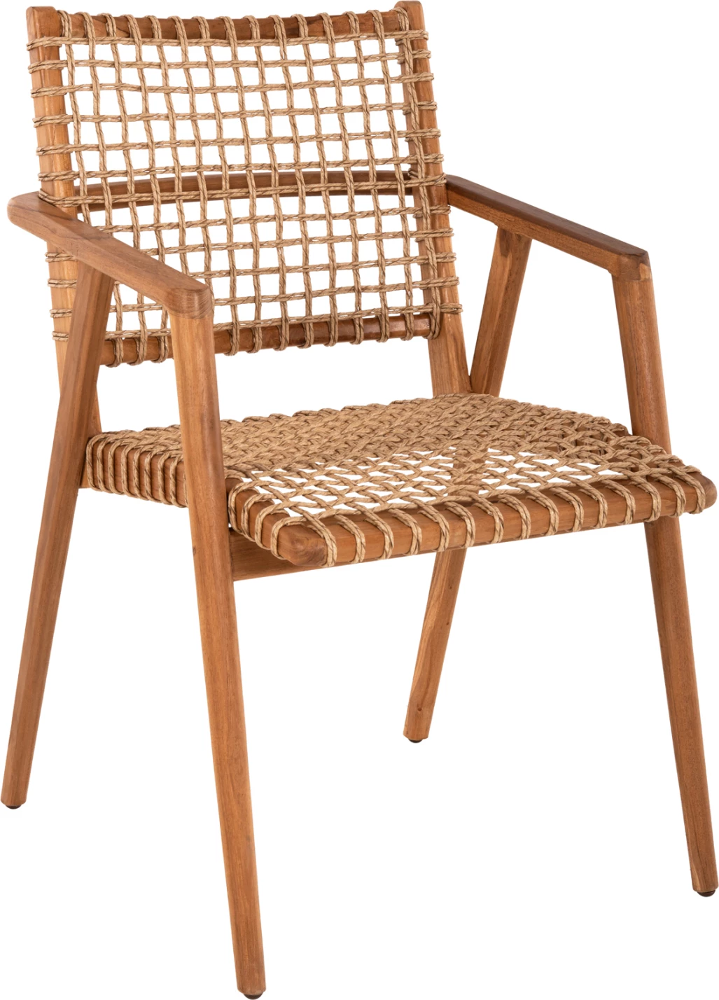 VAYA naslanjač iz tikovine in sintetične vrvi v naravni barvi 54x59x84Hcm